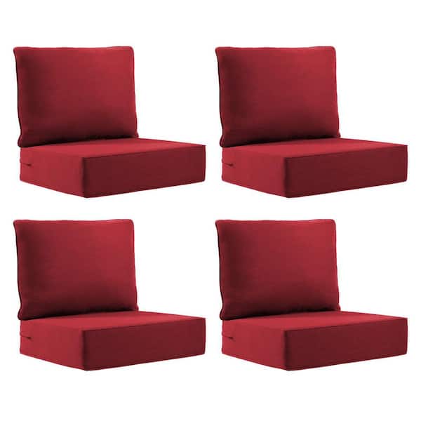 22 in. x 24 in. x 6 in. 8-Piece Olefin Deep Thick Seating Outdoor Lounge Chair Sofa Replacement Cushion Set in Red