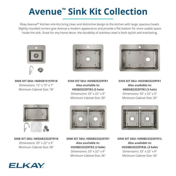 Elkay Avenue 33 in. Drop-In/Undermount Single Bowl 18-Gauge Elkay Avenue 33 in. Drop-In/Undermount Single Bowl 18-Gauge