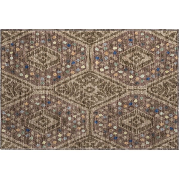 Mayfield Premium Machine Washable Abstract AMF2457 Brown 3 ft. x 4 ft. Area Rug