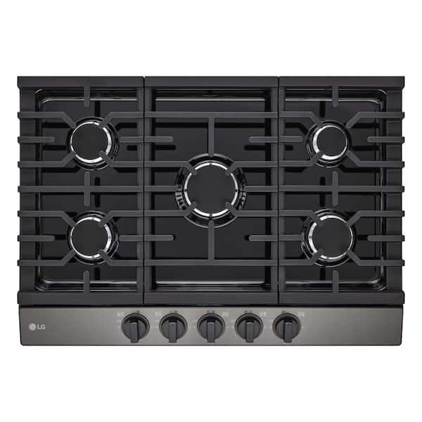 LG 30 in. Gas Cooktop in Black Stainless Steel with 5 Burners and EasyClean CBGJ3023D The Home