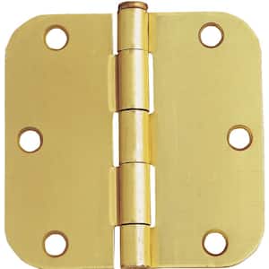 3-1/2 in. x 5/8 in. Radius Satin Brass Door Hinge Value Pack (3 per Pack)
