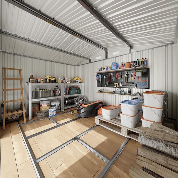 Sizzim Brown 8 ft. W x 5.3 ft. D Metal Shed with Subfloor Channels