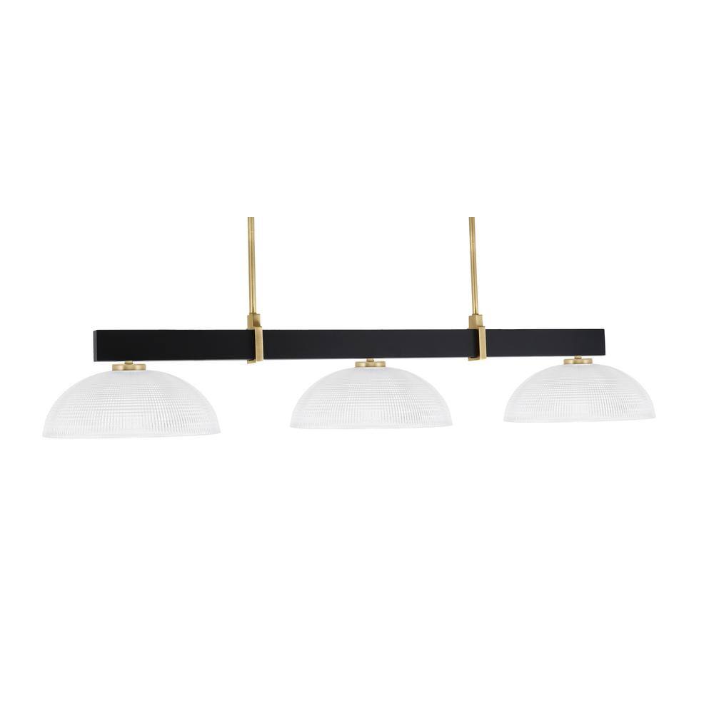 Balmore 3-Light Matte Black and New Age Brass Billiard Light with 16 in. Cl