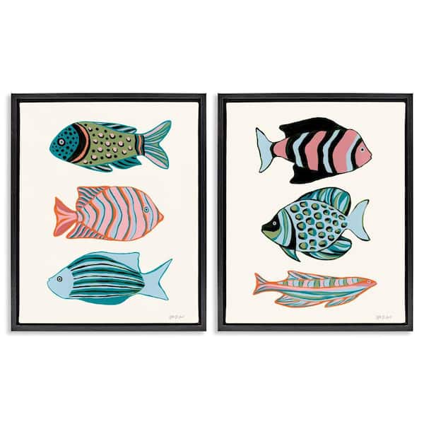 Stupell Industries Tropical Pastels Fish by Yvette St. Amant 2-Pieces Black Floater Frame Animal Graphic Art Print 31 in. x 25 in.