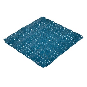 Bubbles Non-Slip Square Shower Mat Solid Peacock Blue 20″L X 20″W