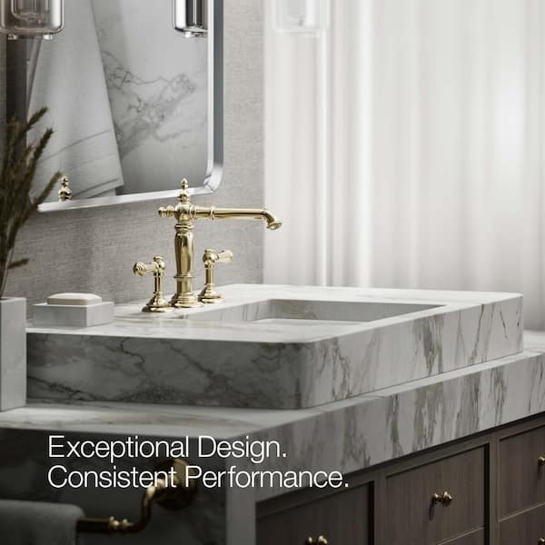 KOHLER Artifacts With Column Design Widespread Bathroom Sink Spout, Vibrant French Gold