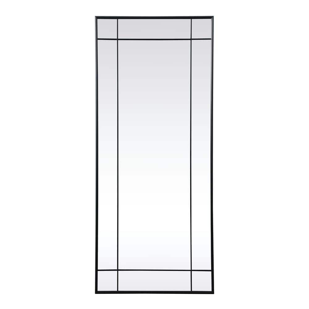 Timeless Home Black 30 in. x 70 in. French Panel Full Length Mirror
