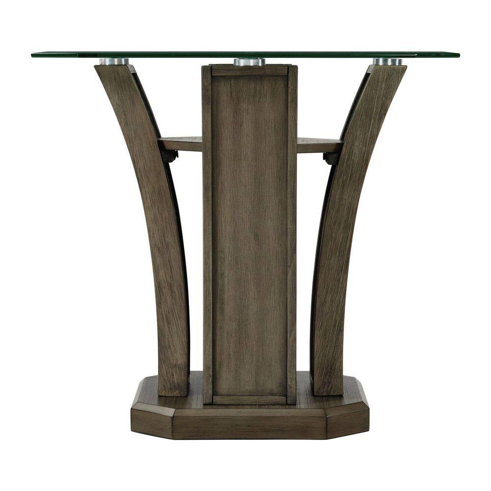 Simms 26'' Gray Transitional Square Glass Top End Table