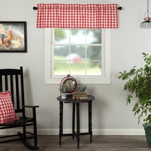 thumbnail image 2 of VHC Brands Primitive 16x72 Red Plaid Valance - Rod Pocket Kitchen Curtain 2 of 3