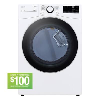 7.4 cu. ft. Large Capacity vented Smart Stackable Electric Dryer with Sensor Dry in White