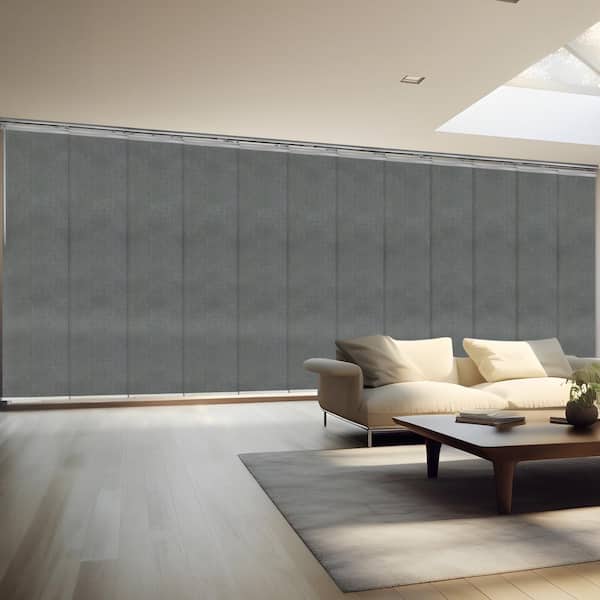 EMOH Metallic 140 in. x 260 in. W x 94 in. L Adjustable 12-Panel, Satin Nickel Double Rail Panel Track with 23.5 in. Slates