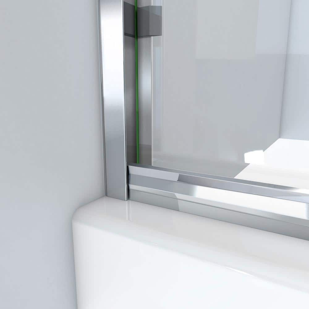 Chrome Semi-Frameless Sliding Shower Door with Clear Glass