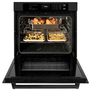 Professional 30 in. True Convection Electric Single Wall Oven with Air Fry and Self Clean in Black Stainless Steel