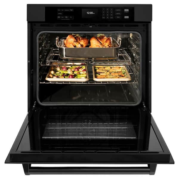Professional 30 in. True Convection Electric Single Wall Oven with Air Fry and Self Clean in Black Stainless Steel