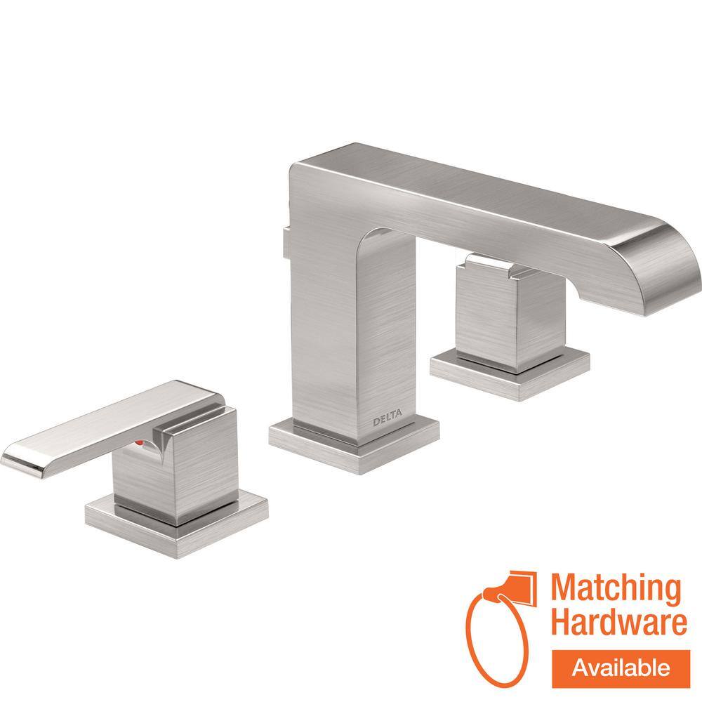Delta Ara 8 in. Widespread 2Handle Bathroom Faucet with Metal Drain