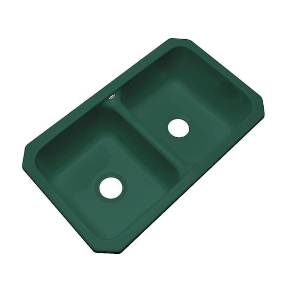 Thermocast Hartford Undermount Acrylic 33 in. Double Bowl Kitchen Sink in Rain Forest