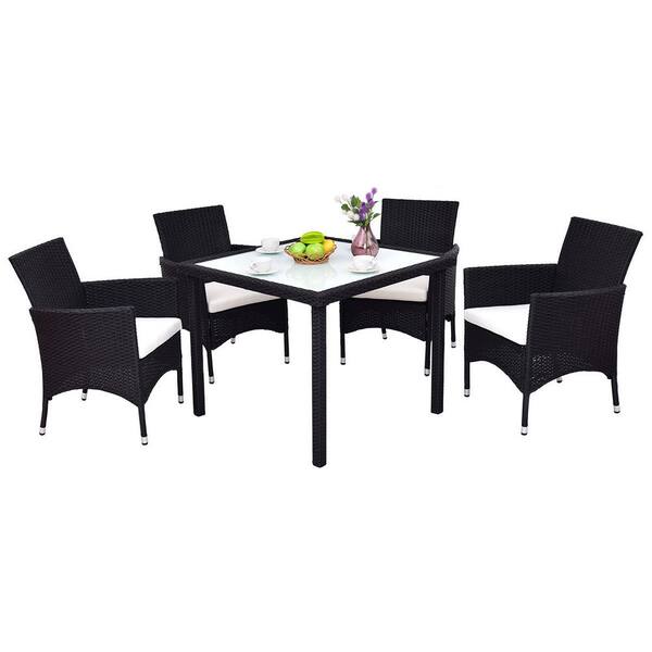 Boyel Living 5 Pieces Classic Wicker Patio Furniture Set Conversation Rattan Chair With Beige Cushion And Table Wf Hw54834 The Home Depot Classic Wicker Patio Furniture Set, Modani Outdoor Furniture Reviews