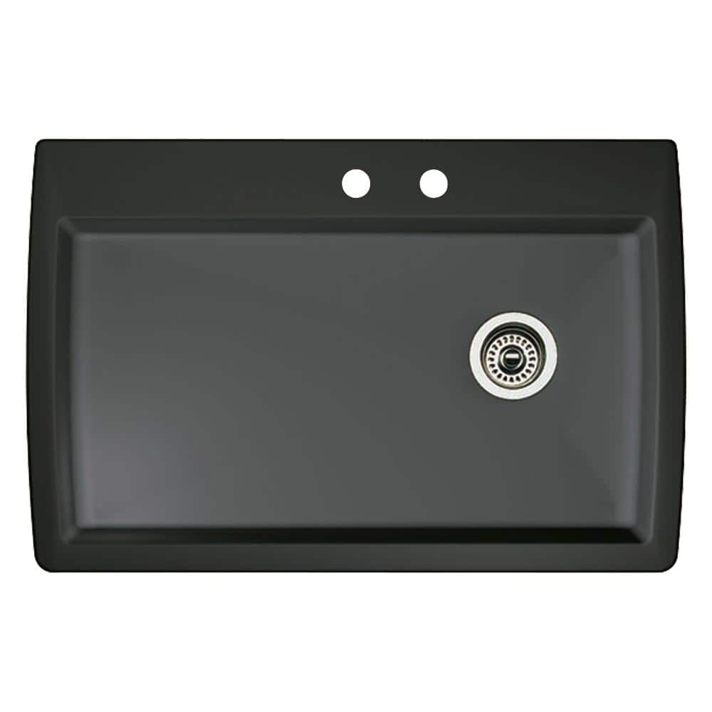 Diamond Dual-Mount Granite 33.5 in. 2-Hole Single Bowl Kitchen Sink in Anth