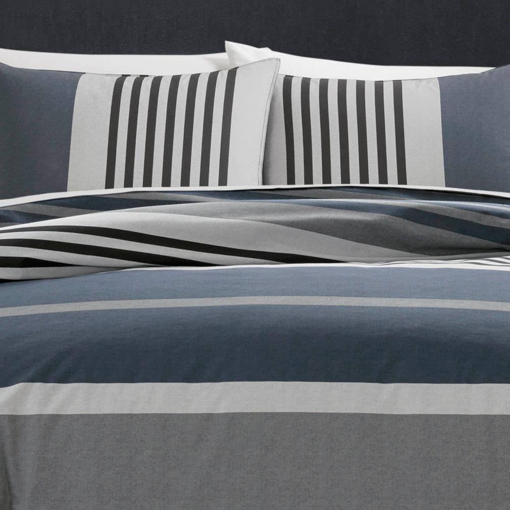 Nautica Charcoal and Navy Cotton Full/Queen Duvet Set