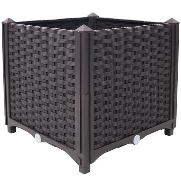 Unbranded Composite Compact Deep Polypropylene Raised Garden Bed Planter Box - Self-Watering Design