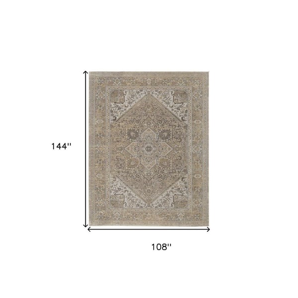 9 ft. x 12 ft. Brown and Ivory Floral Area Rug