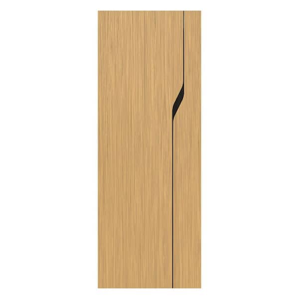 32 in. x 84 in. Solid Core Sandy Oak Natural Wood Veneer Prefinished With Glossy Black Insert Blossom Interior Door Slab