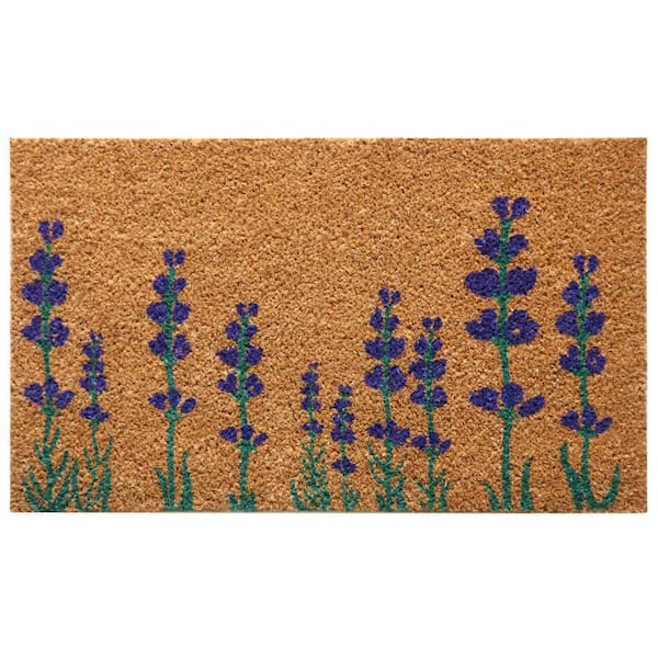 Rubber-Cal Purple English Lavender 18 in. x 30 in. Flower Doormat