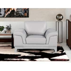 Charlie 32 in. Light Gray Leather Chair and a Half