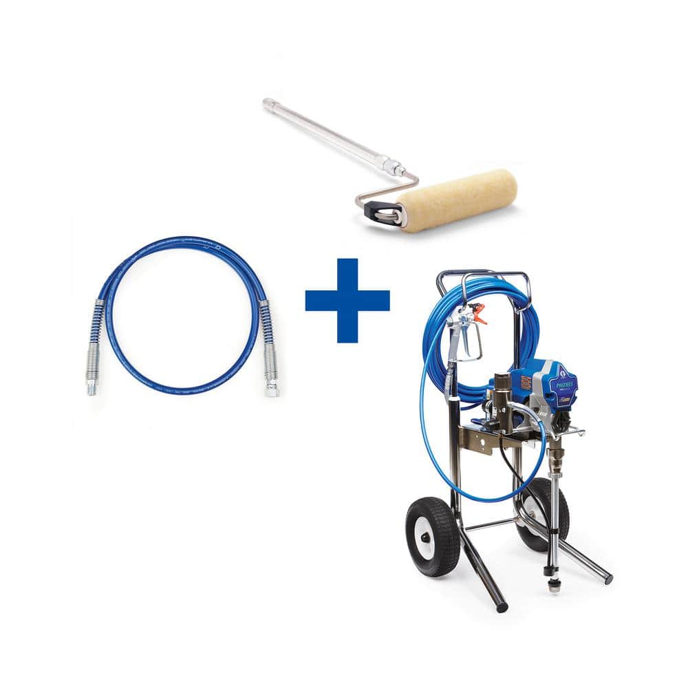Graco Pro 210ES Cart Airless Paint Sprayer with 4 ft. Whip Hose and Pressure Roller Kit -  18F037