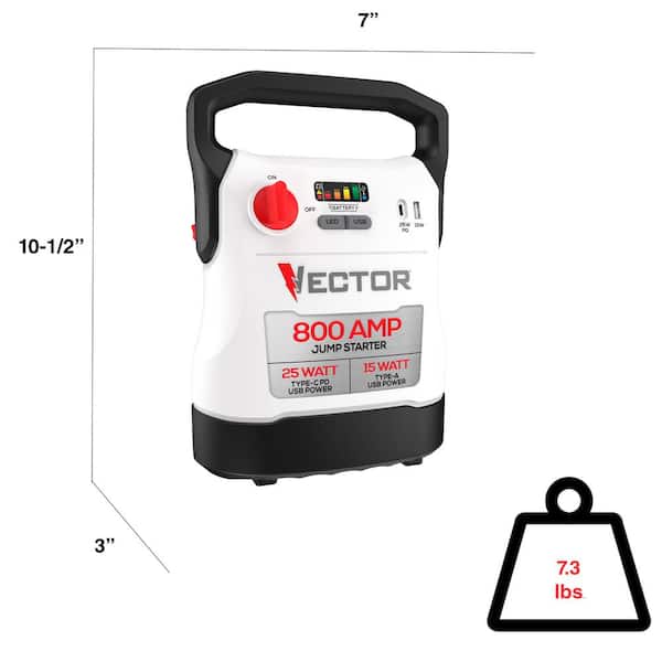 VECTOR 800 Amp Jump Starter with USB Power VECJ8 - The Home Depot
