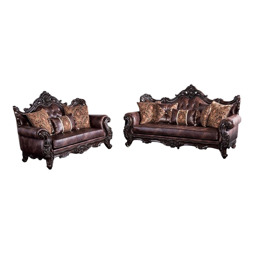 Furniture of America Grady 2-Piece Dark Cherry and Light Brown