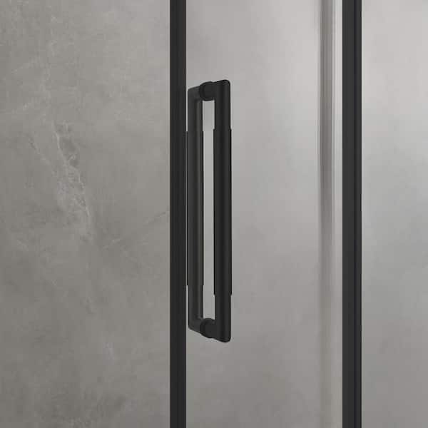 Dylan 58 1/2 in. - 60 in. W x 76 in. H Sliding Frameless Shower Door in Matte Black Finish with Clear Glass