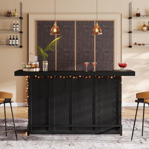 BAR COUNTER TABLE SMBT×NTF BYBLIGHT Kearsten Wooden Bar Counter with 5 Muti-Bottle