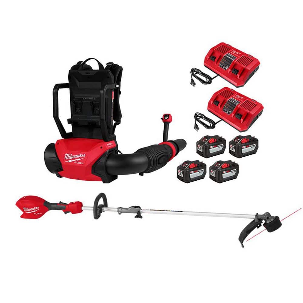 M18 FUEL 18V Brushless Cordless Dual Battery Backpack Blower Kit w/ M18 16 in Trimmer, (4) 12.0 Batteries, (2) Chargers price history on PriceWatchPro