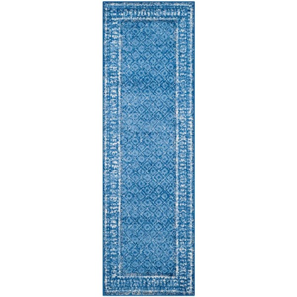SAFAVIEH Adirondack Light Blue/Dark Blue 3 ft. x 14 ft. Border Runner Rug