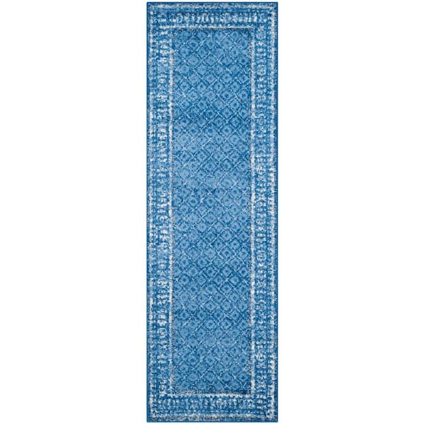 SAFAVIEH Adirondack Light Blue/Dark Blue 3 ft. x 20 ft. Border Runner Rug