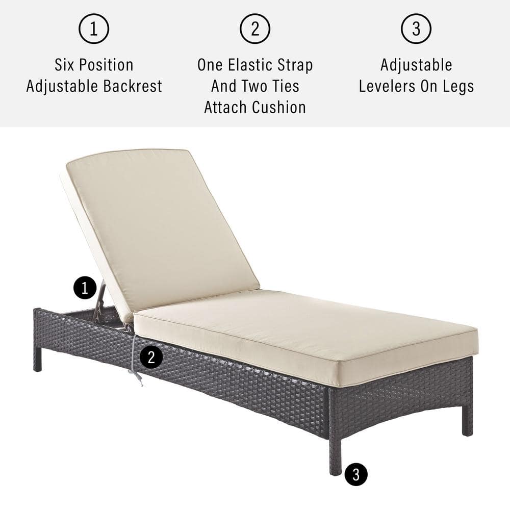Beige Cushioned Steel Frame Outdoor Chaise Lounge