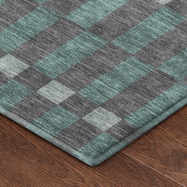 Mayfield Premium Machine Washable Abstract AMF2547 Charcoal 10 ft. x 14 ft. Area Rug