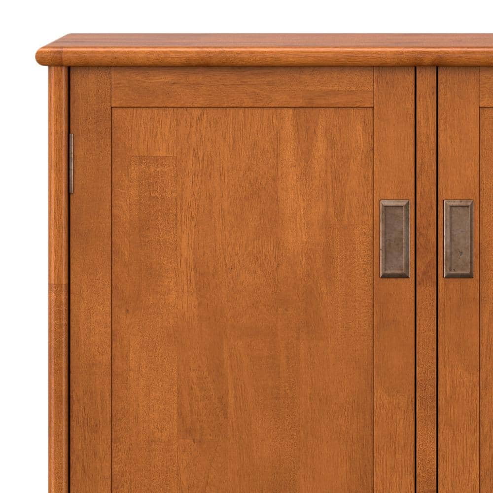 Teak Brown Mid Century Solid Hardwood 4 Door Sideboard Buffet