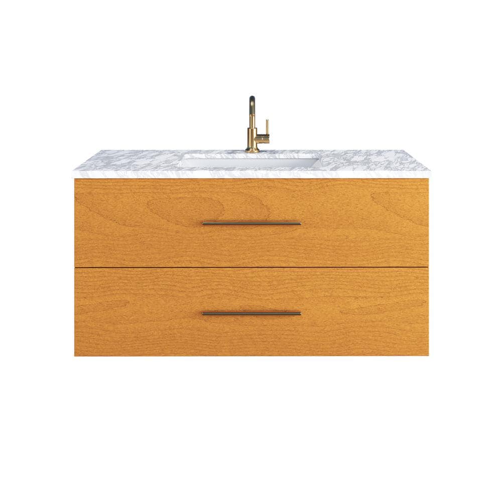 Napa 48 in. W x 22 in. D x 21-3/4 in. H Single Sink Bath VanityWall in Pacific Maple with Carrera Marble Countertop price history on PriceWatchPro