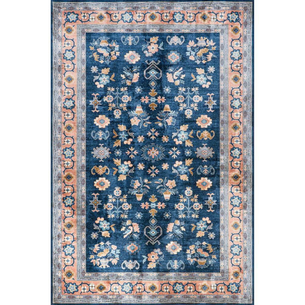 Dayflower Vintage Machine Washable Blue 9 ft. x 12 ft. Indoor/Outdoor Patio Rug price history on PriceWatchPro