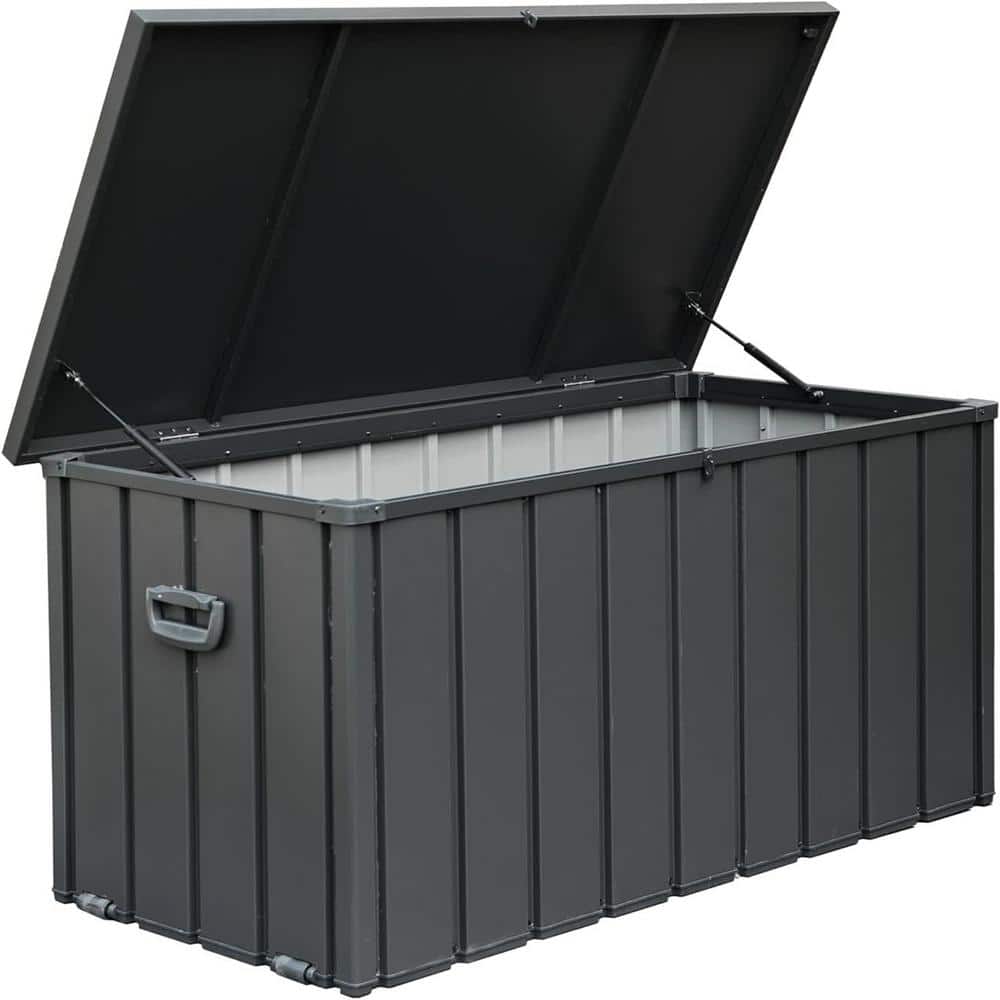 Dark Gray 100 Gallon Lockable Steel Deck Box