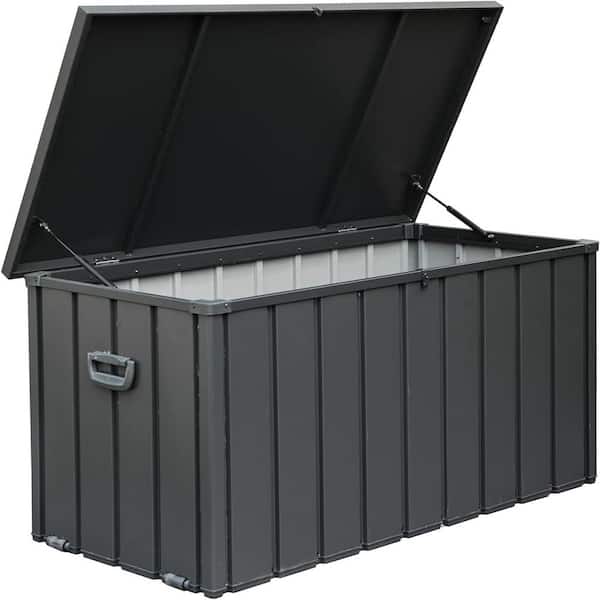 100 Gal. Dark Gray Outdoor Storage Deck Box Waterproof, Large Patio Storage Bin