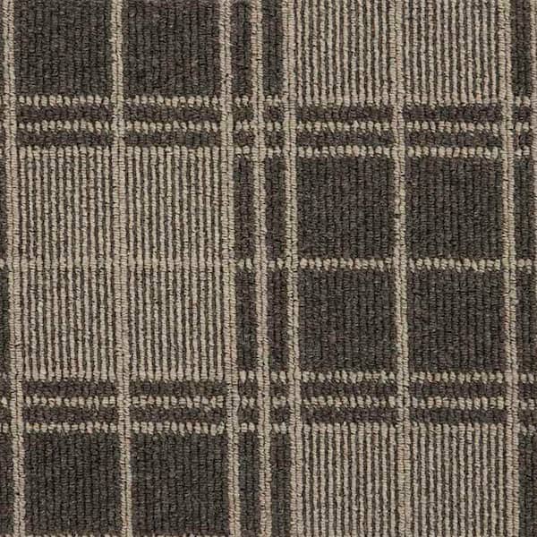 Checkerboard Flint/Stone Brown 12 ft. 27 oz. Wool Pattern Installed Carpet