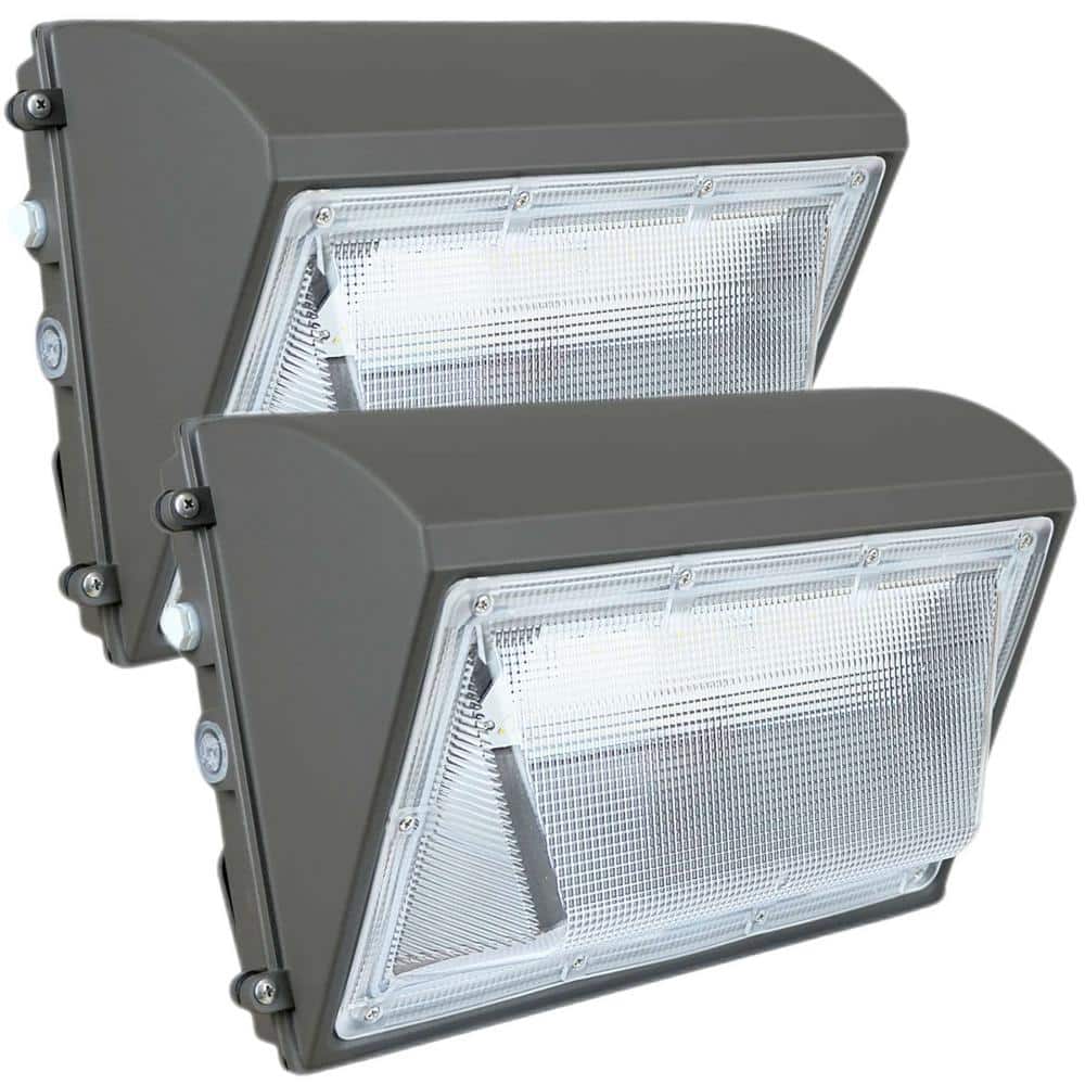2 Pack 1000- Watt Equivalent Integrated LED Black Dusk to Dawn Wall Pack Li