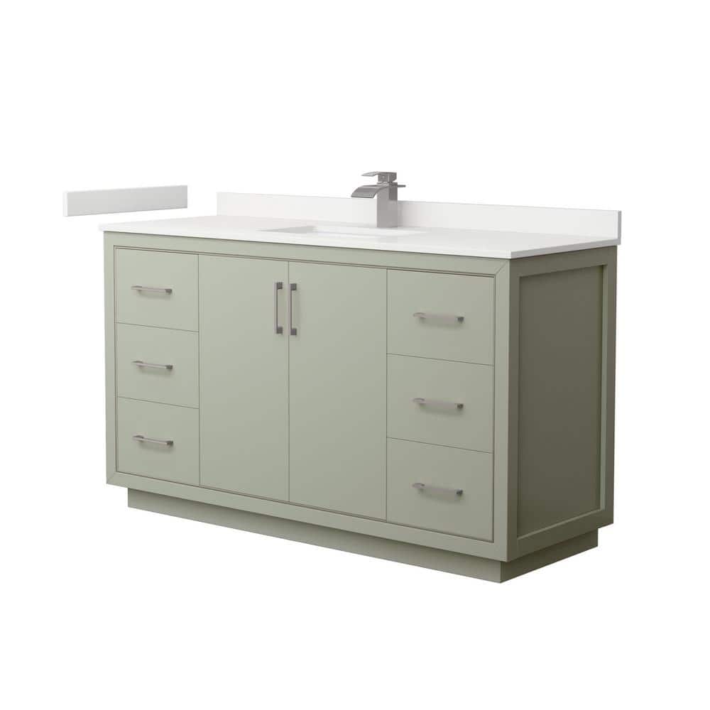 Icon 60 in. W x 22 in. D x 35 in. H Single Bath Vanity in Light Green with White qt Top price history on PriceWatchPro