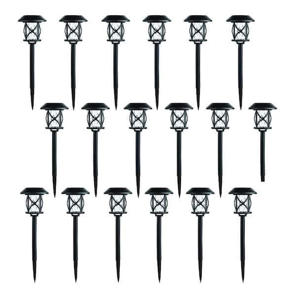 Hampton Bay 10 Lumens Solar Black LED Landscape Pathway Light Set (18-Pack)