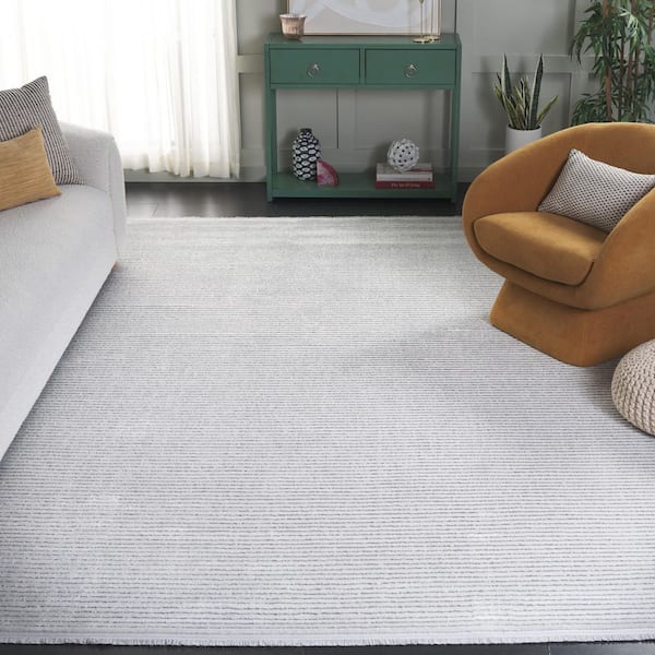Whisper 8 ft. x 10 ft. Gray/Dark Gray Solid Striped Area Rug