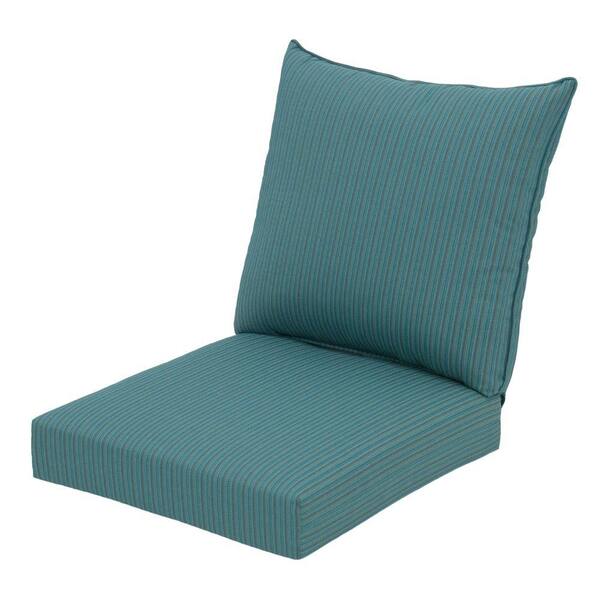 Hampton Bay Mediterranean Stripe Rapid-Dry Deluxe Outdoor Deep Seating Cushion