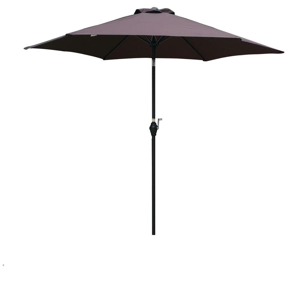 9 ft. Metal Market Patio Umbrella in Chocolate